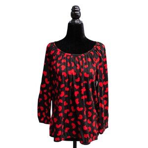 NWT MICHAEL Michael Kors Black and Red Blouse, Size Medium